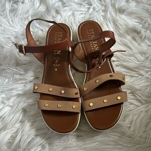 Tan platform sandals